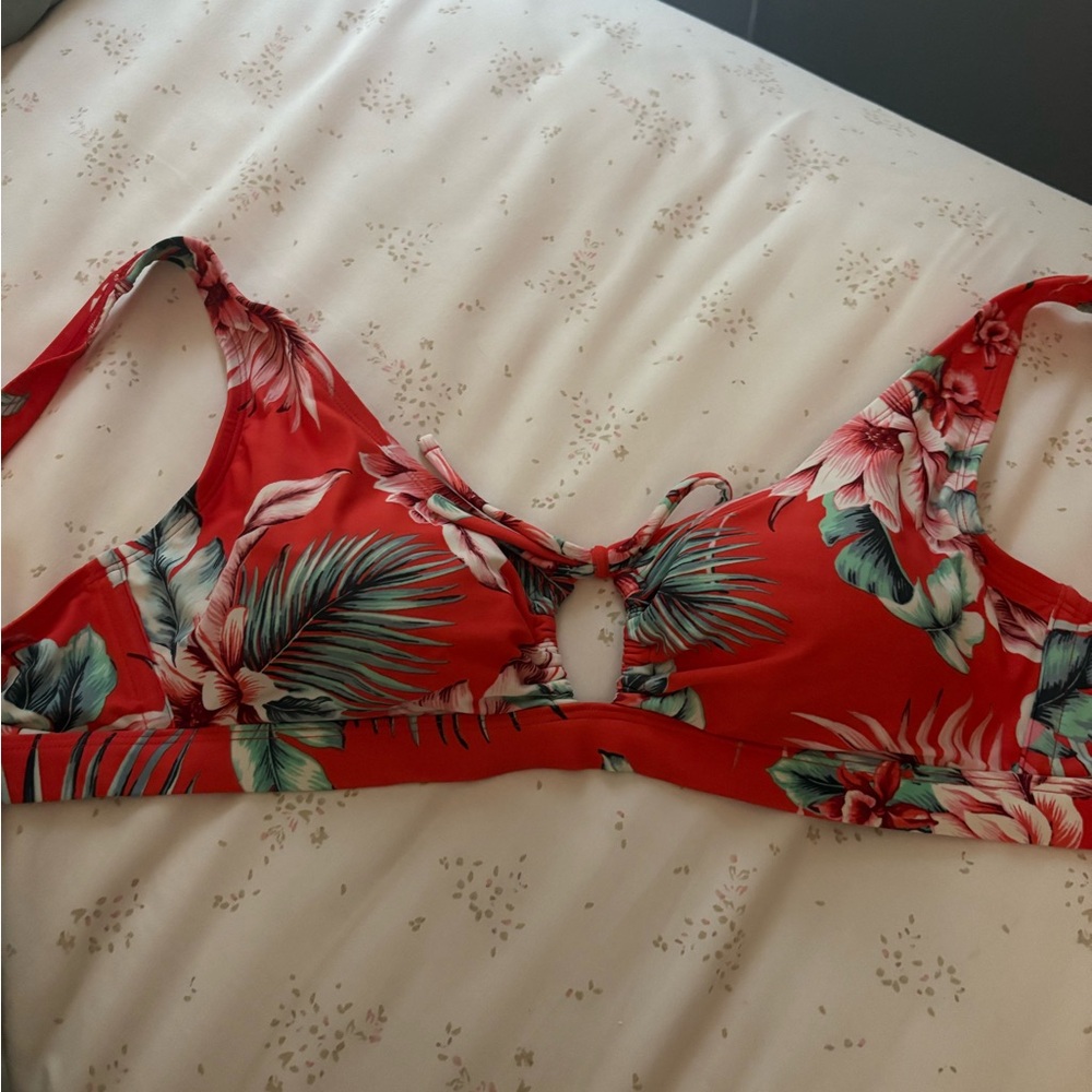 Kona Sol Red Floral Bikini Top